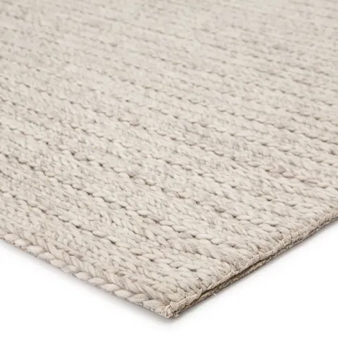 Grams Handmade Solid Cream/ Light Gray Area Rug