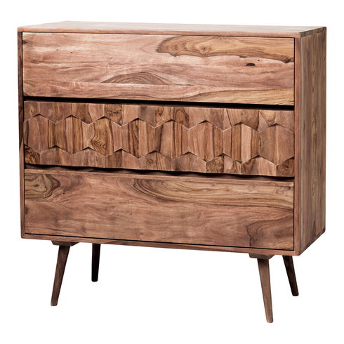 O2 3 Drawer Nightstand Natural