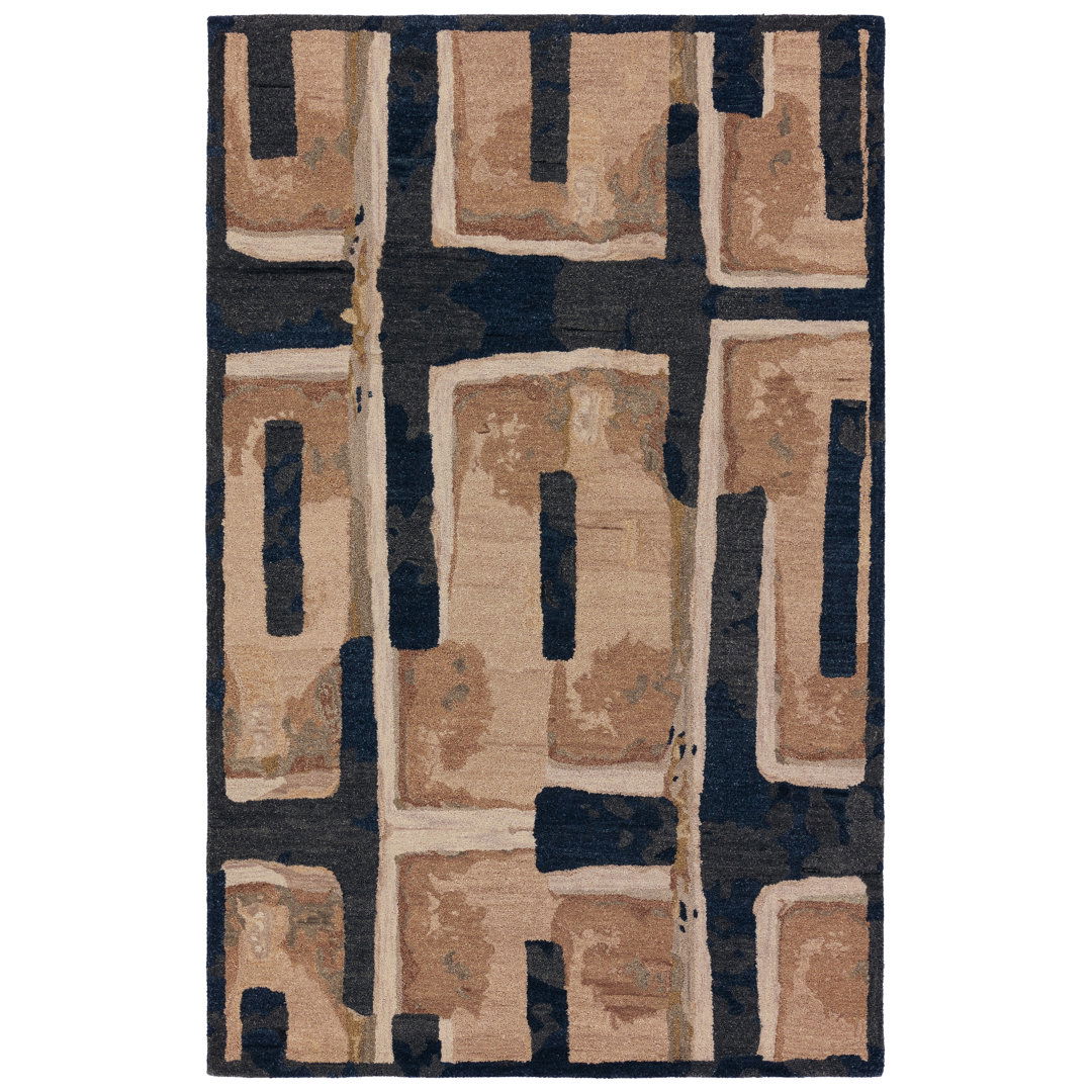Zoe Bios By Jaipur Living Balsa HNC03 Handmade Abstract Tan and Blue Area Rug (9'x12') large image 