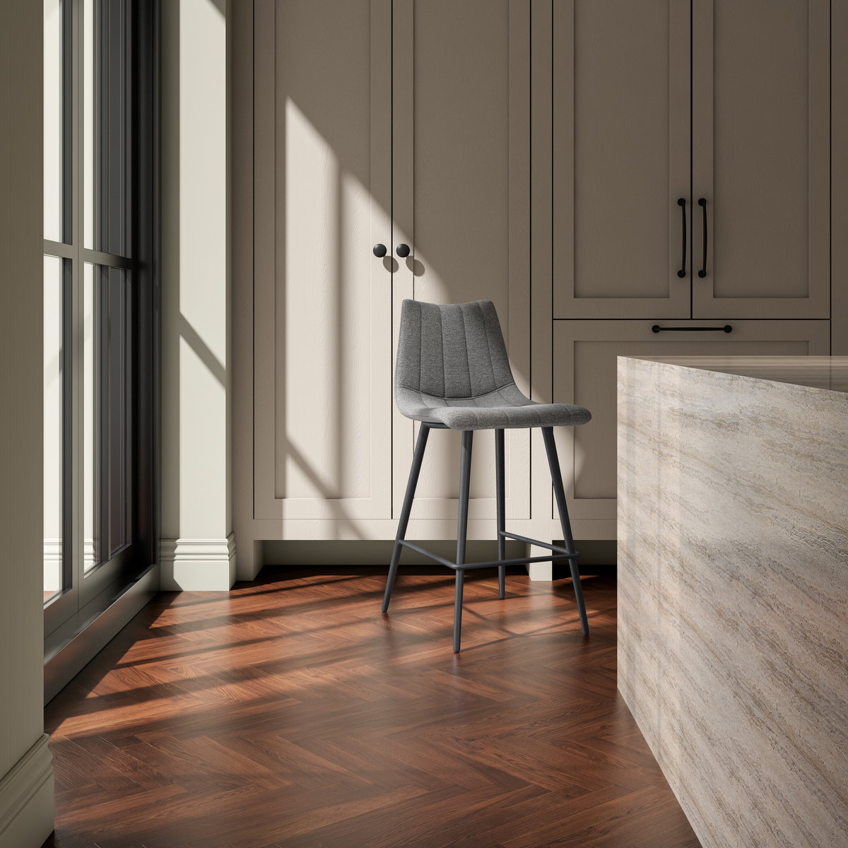 Alibi Counter Stool  Dark Grey-set Of Two, Counter & Bar Stool by Moe's Home, 17.7" width x 37" height x 20" depth View 7