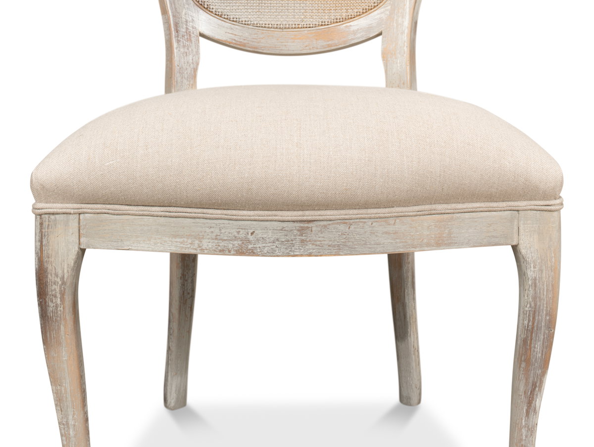 Oval Cane Back S/Chair  Grey Oak  Flax, by Sarreid, 2' length x 1'9" width x 3'5" height View 12