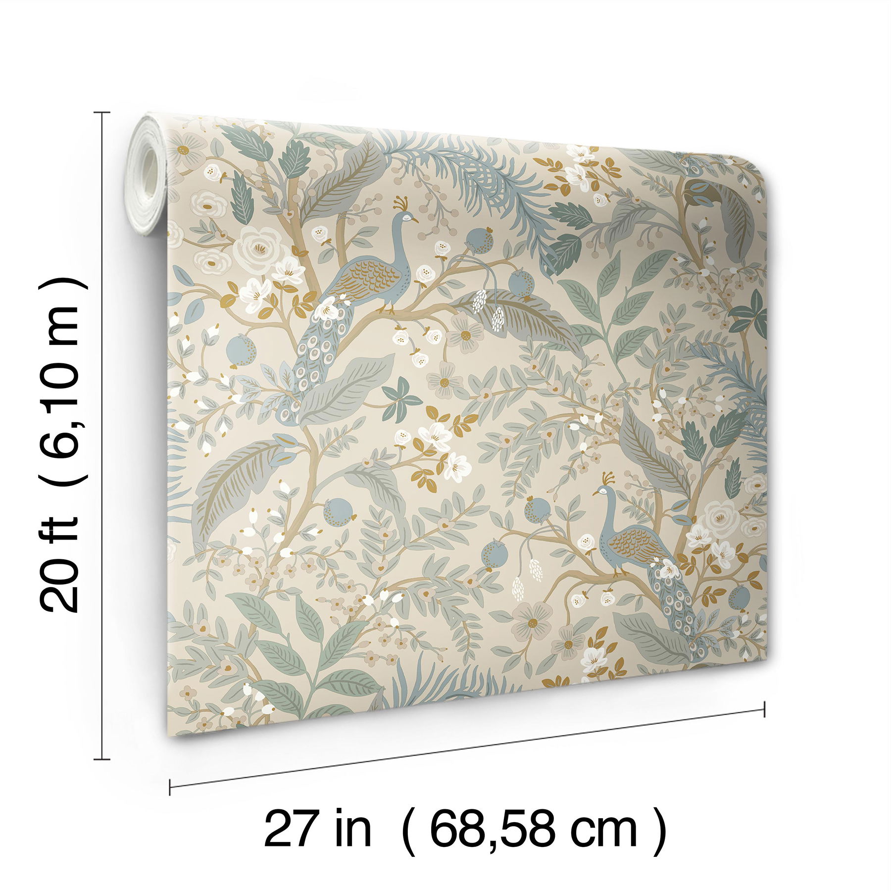 Peacock Garden Linen Peel & Stick Wallpaper large image 