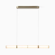 Online Designer Home/Small Office Zia Linear LED Chandelier, 42in, Light Bronze, Frosted Glass