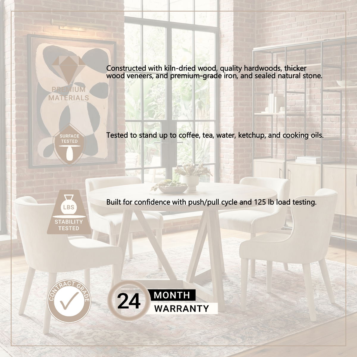 Legolas 60' Round Dining Table | Modern | Brown Wood | Seats 6, by Mercana, 60" length x 60" width x 30" height View 4