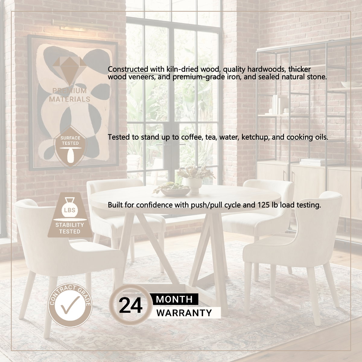 Legolas 60' Round Dining Table | Modern | Brown Wood | Seats 6, by Mercana, 60" length x 60" width x 30" height View 4