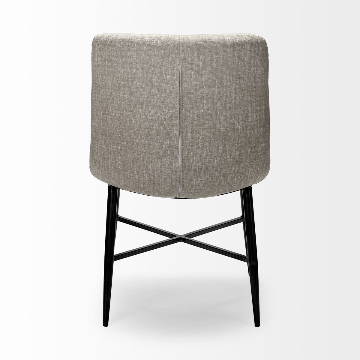 Barrow Solid Back Dining Side Chair | Beige Fabric with Black Metal, Dining Chair by Mercana, 19.75" length x 24" width x 34" height View 9