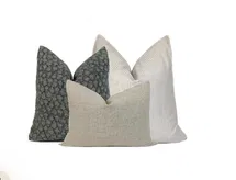 Online Designer Home/Small Office Pillow Combo #9 3 Pillow Covers Coastal Pillows Beach House Neutral Pillows Floral Pillows Striped Pillows Pillow Set Blue Pillows Neutral