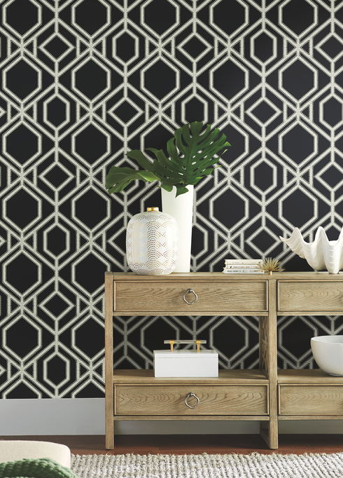 Sawgrass Trellis Black & White Wallpaper