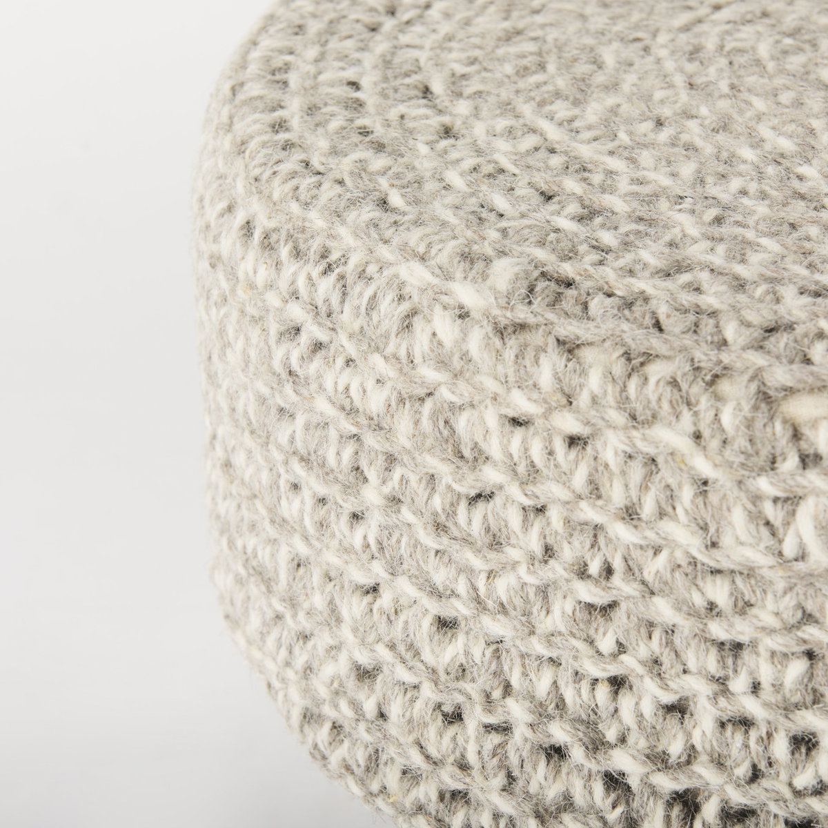 Bina   Light Gray 4 Legged Wool Stool, Ottoman by Mercana, 24" length x 24" width x 14" height View 7
