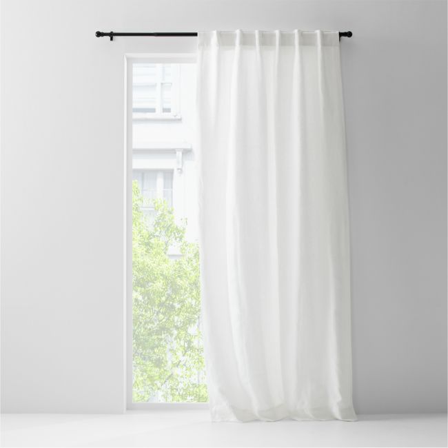 Online Designer Combined Living/Dining Crisp White EUROPEAN FLAX -Certified Linen Window Curtain Panel 52"x120