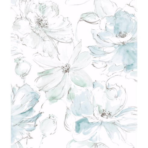 Floral Dreams Blue & Green Wallpaper