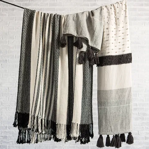 Montes Striped Gray/ Ivory Throw