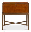 Remington Leather Box On Stand, Side & End Table by Sarreid, 24" length x 12" width x 24" height thumbnail 2