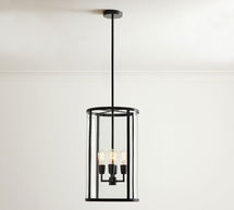 Online Designer Patio Manor Glass & Iron Cylinder 14" Pendant, Bronze