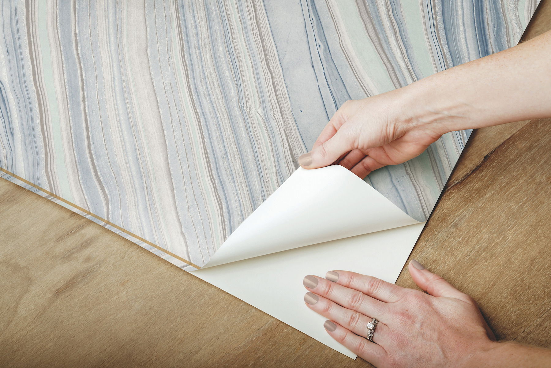 Onyx Strata Mist Blue Peel & Stick Wallpaper large image 