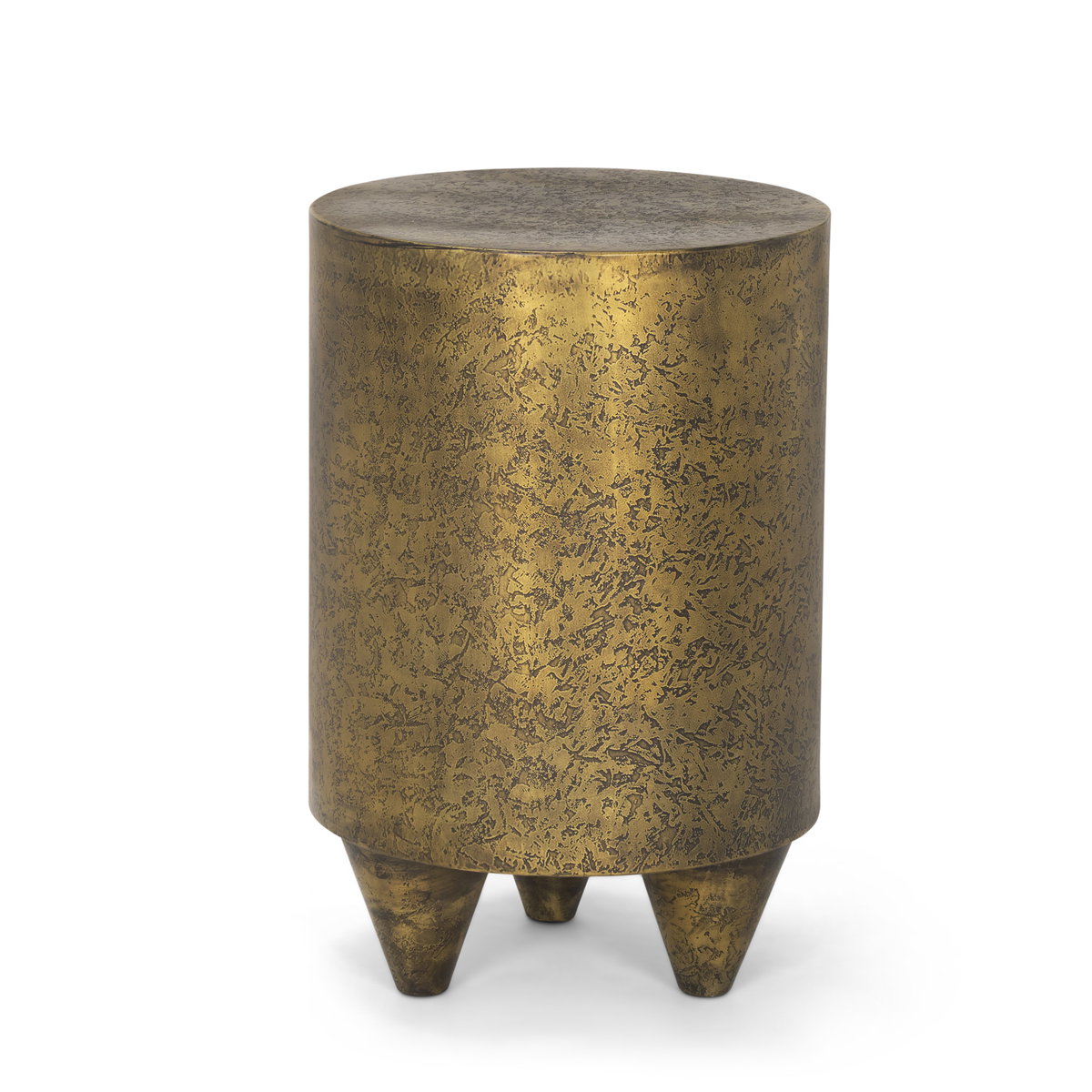 Rosh Textured Gold Metal with Acid Wash  Accent Table, Side & End Table by Mercana, 12" length x 12" width x 18" height View 1