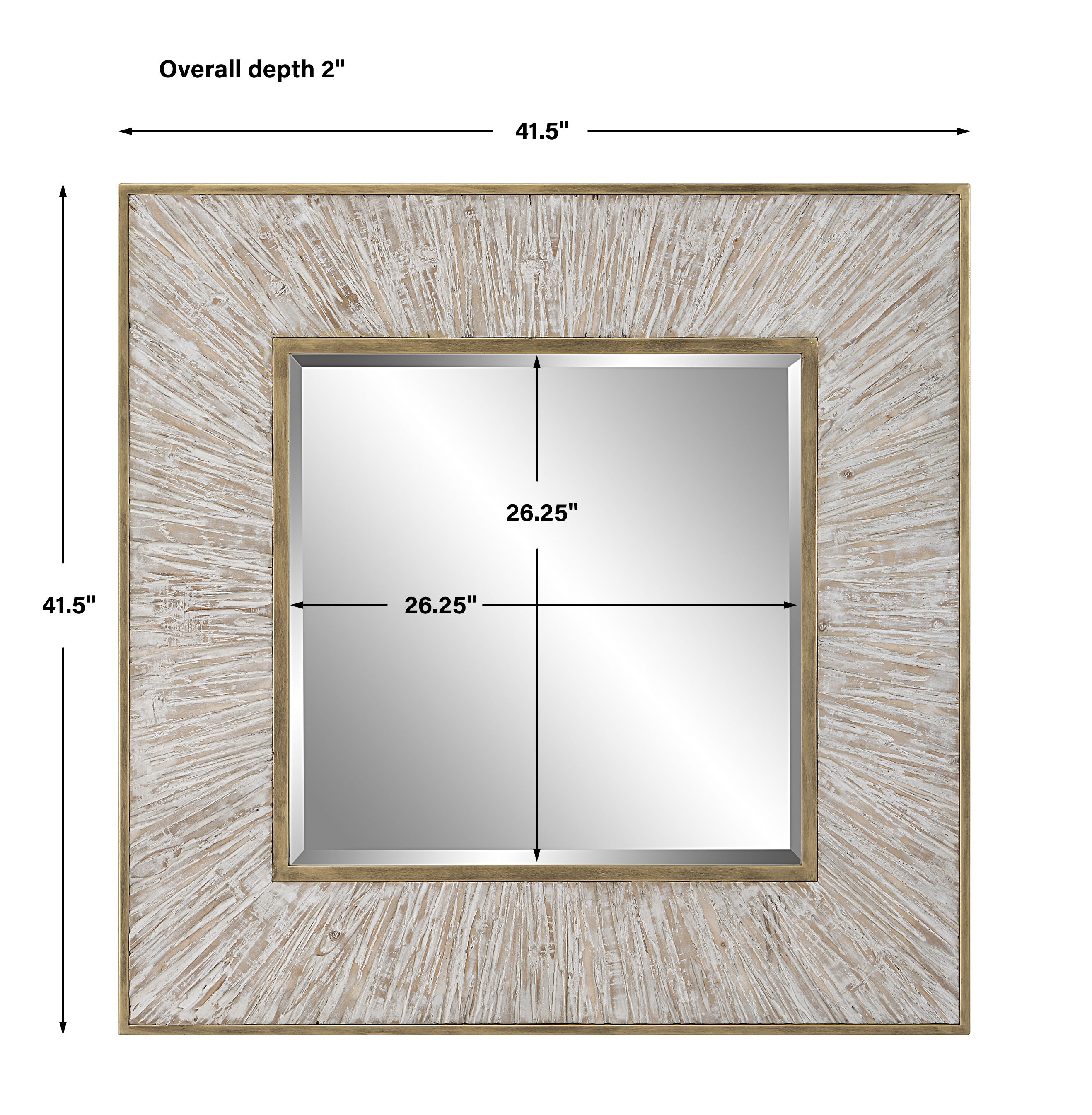 Wharton Whitewashed Square Mirror large image 