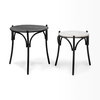 Etienne VII 24' Set of Two Round Top Black Wood and Marble Top Nesting Table, Side & End Table by Mercana, 23" length x 23" width x 24.25" height thumbnail 5
