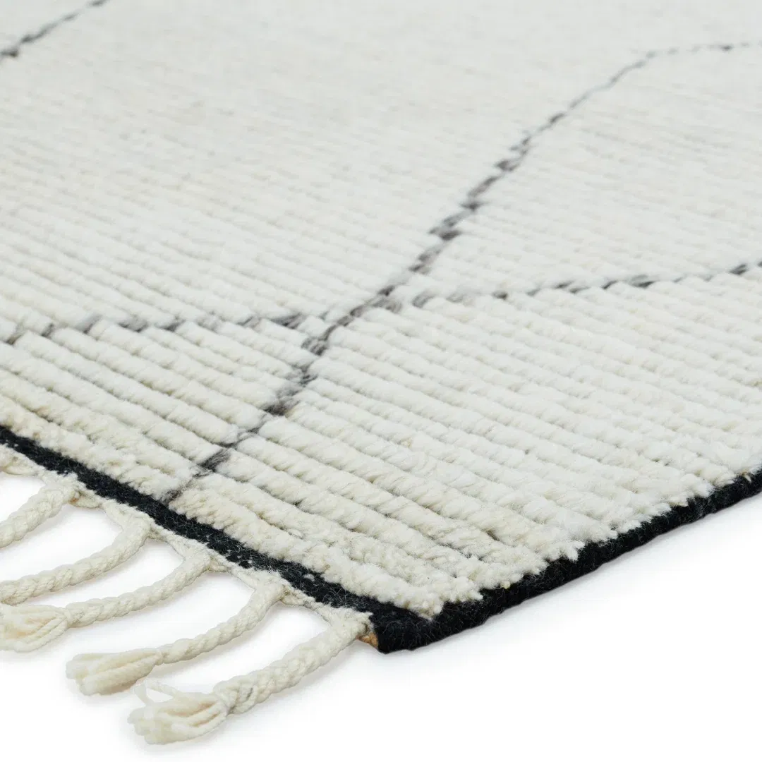 Ammil Hand-Knotted Trellis Cream/ Black Area Rug large image 