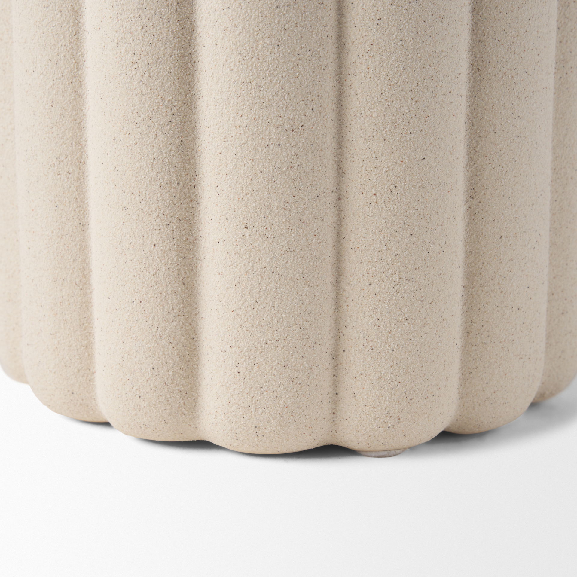 Mira Tall Textured Blush Beige Fluted Ceramic Vase large image 