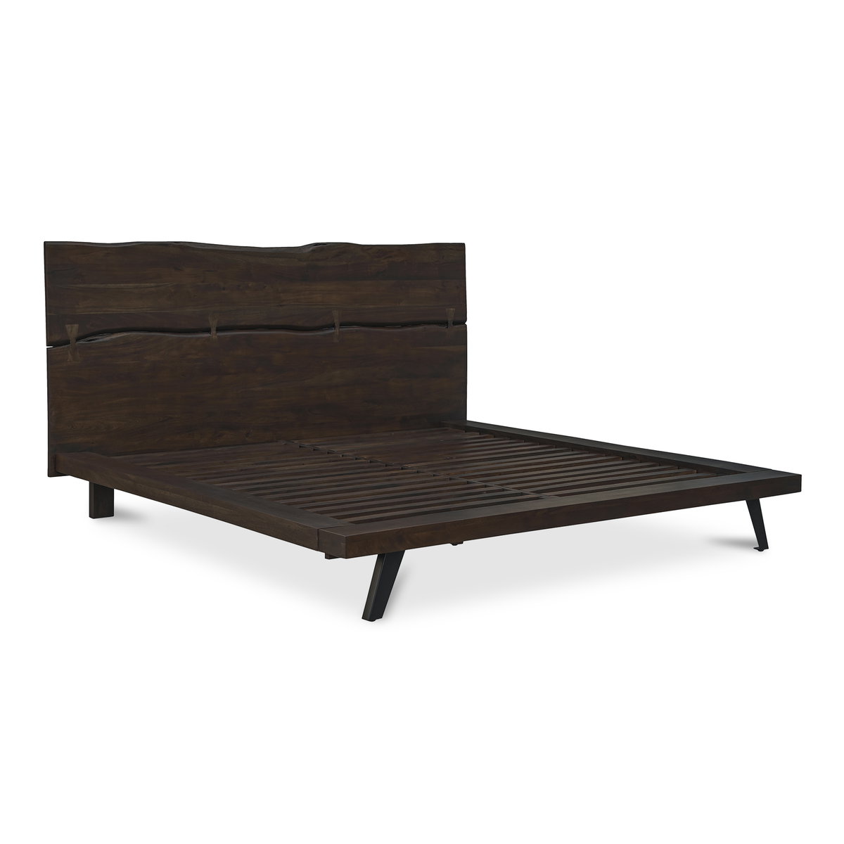 Madagascar King Platform Bed Dark Brown, by Moe's Home, 91.5" width x 48" height x 89" depth View 2