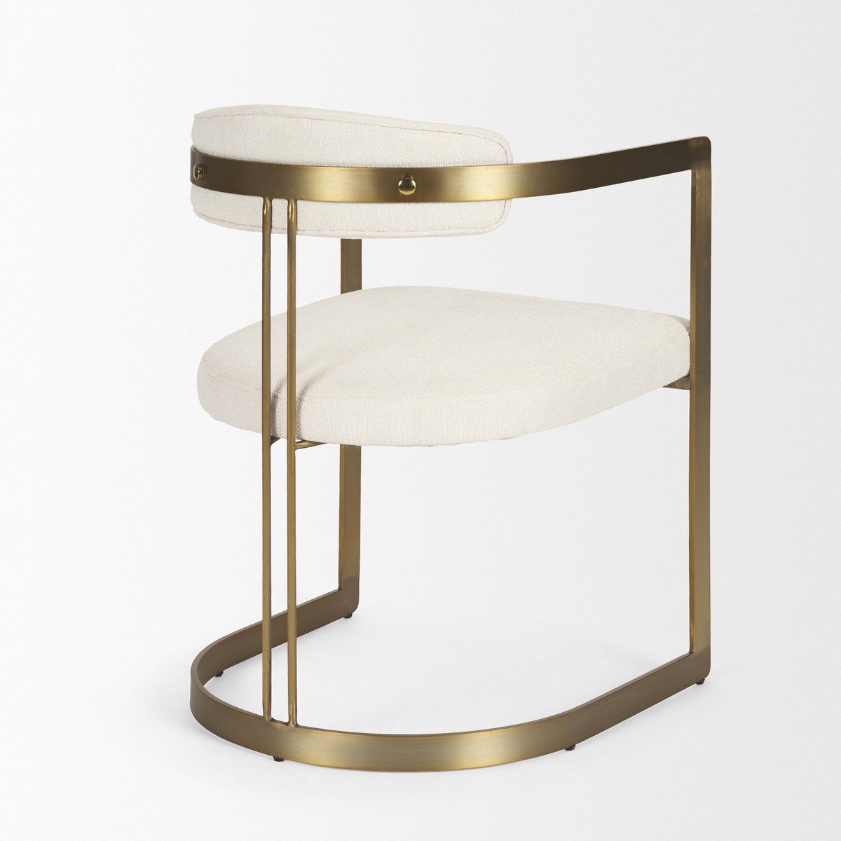 Hollyfield II Cream Fabric Seat with Gold Iron Frame Dining Chair, by Mercana, 20.47" length x 21.26" width x 29.53" height View 10