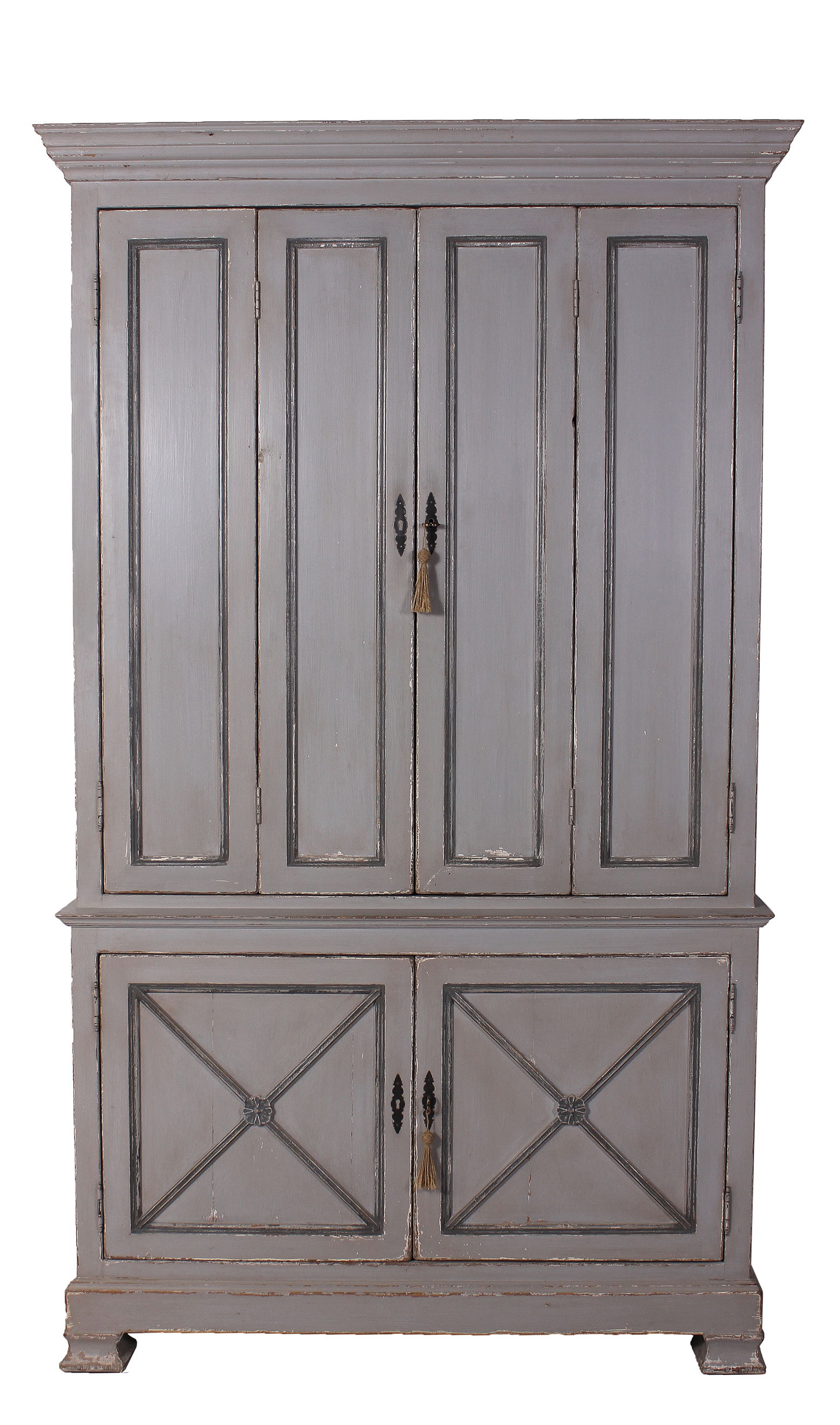 *Painted Directoire Style Cupboard, Shelving & Bookcase by Sarreid, 54" length x 17" width x 89" height View 4