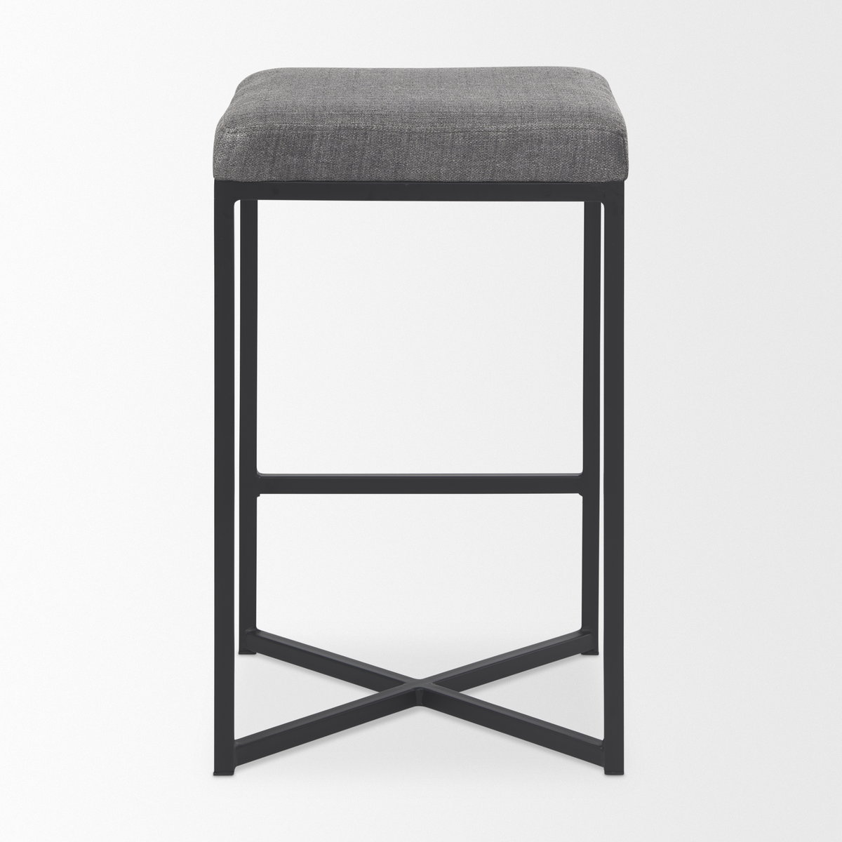 Frodo Backless 26.4in Seat Counter Stool | Gray Fabric with Black Iron, Counter & Bar Stool by Mercana, 16.54" length x 16.54" width x 26.38" height View 6