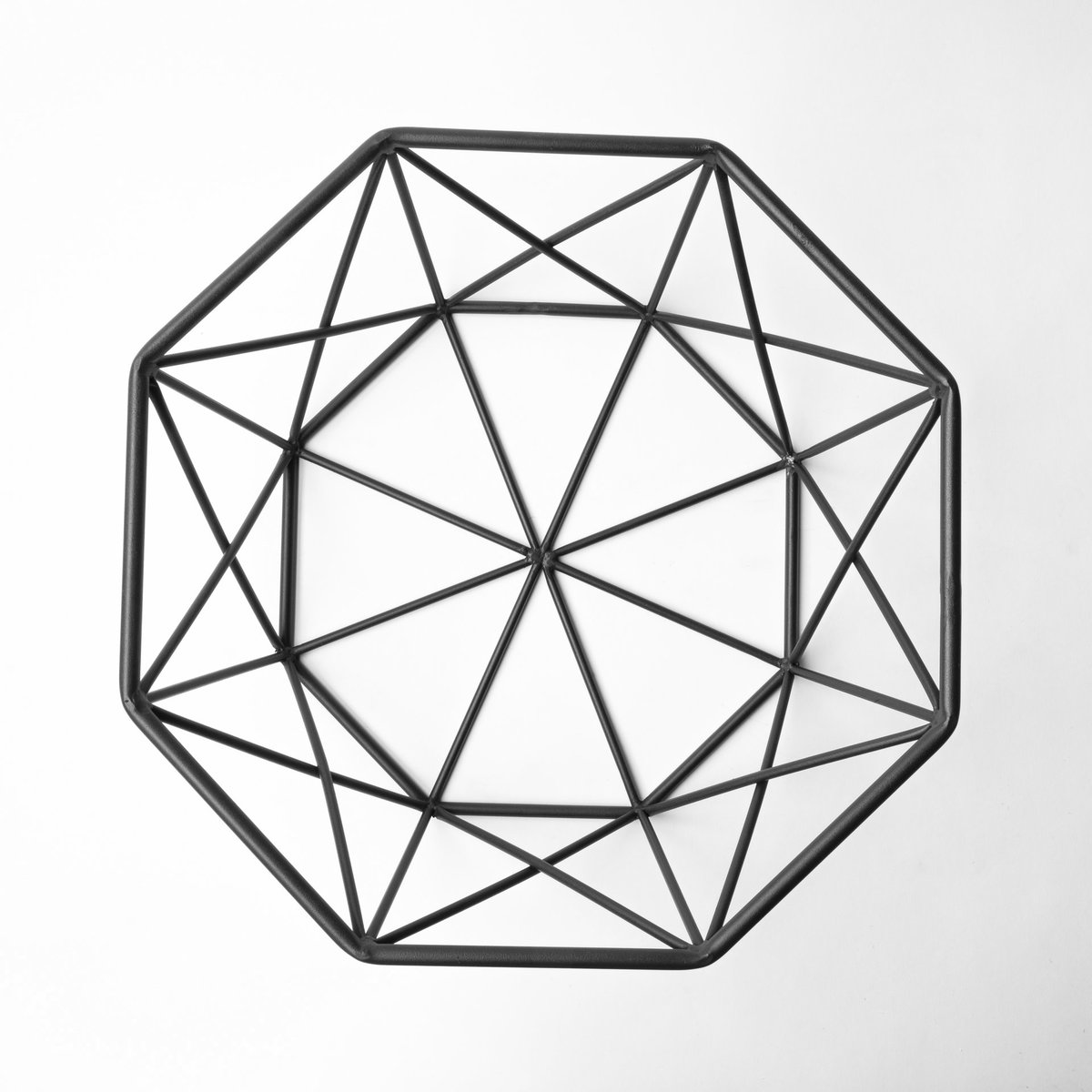 Davy 17L x 17W Black Metal Large Hexagonal Bowl, Decorative Bowl by Mercana, 16.73" length x 16.73" width x 6.1" height View 5