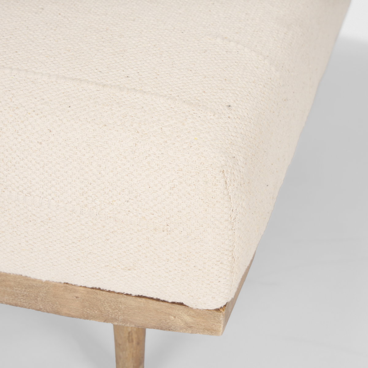 Shae Brown Wood with Oatmeal Fabric Ottoman, by Mercana, 37" length x 37" width x 16" height View 8