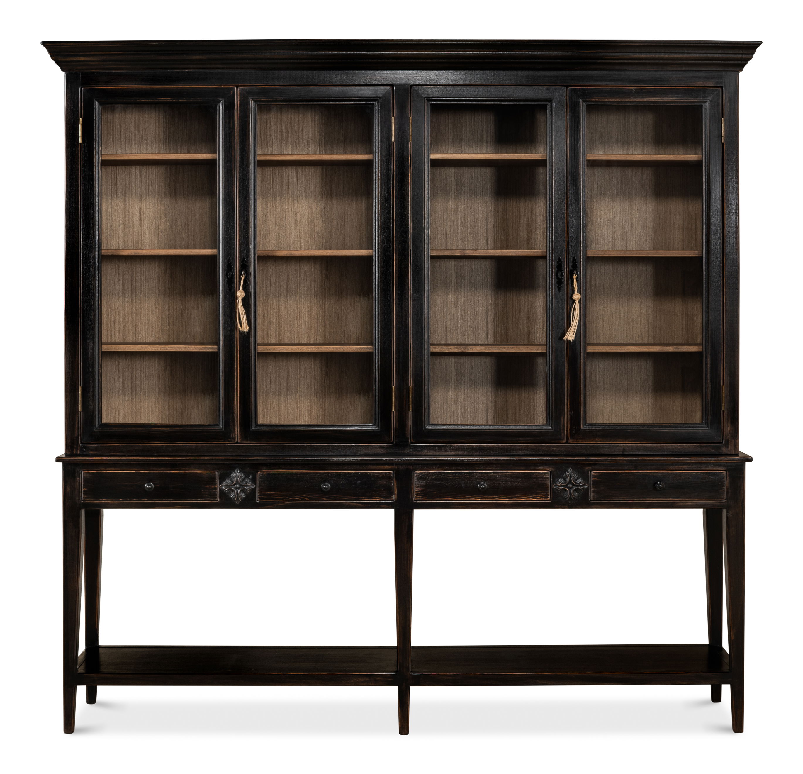 Beacon Hill Display Case, Ebony, Shelving & Bookcase by Sarreid, 88" length x 17" width x 85" height View 2