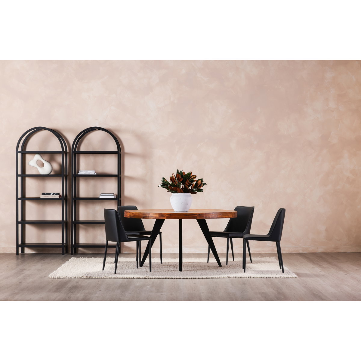 Nora Dining Chair Black Vegan Leather - Set Of Two, by Moe's Home, 17.75" width x 32" height x 22" depth View 10