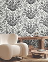 Avian Fountain Toile Black Wallpaper, by York Wall, 27' length x 2'3" width x 0.02" depth thumbnail 2