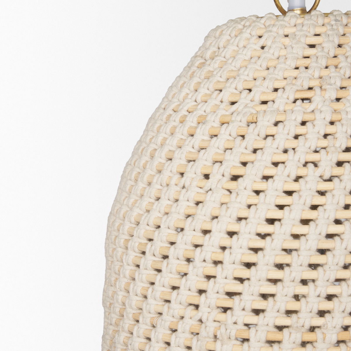 Tosha 1-Light Cotton Rope Bell Pendant, by Mercana, 12.5" length x 12.5" width x 19" height View 7