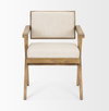 Topanga Open Back Dining Arm Chair | Cream Fabric with Wooden, Dining Chair by Mercana, 23" length x 23.25" width x 31.75" height thumbnail 4