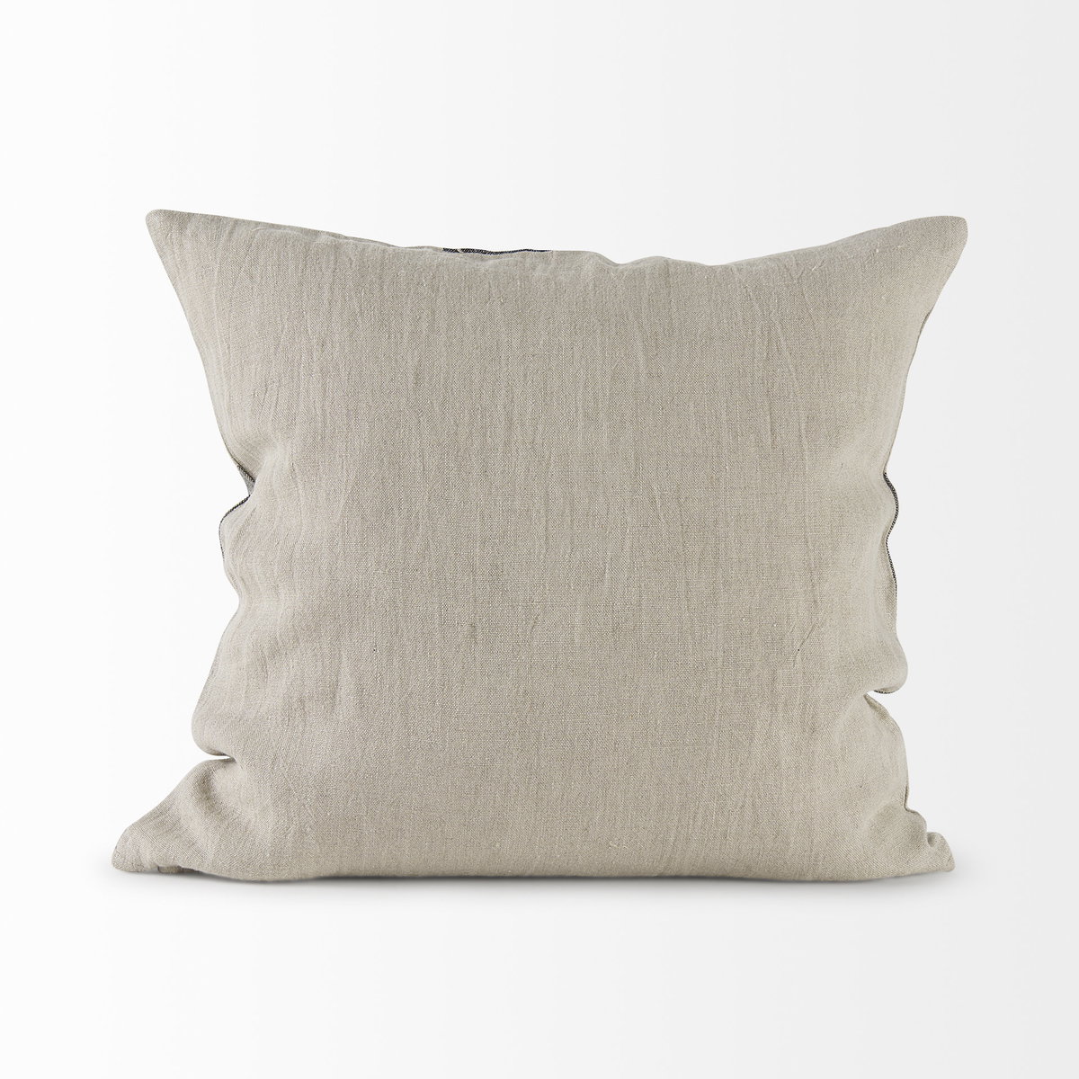 Raquel 18L x 18W Beige and Black Fabric Plaid Decorative Pillow Cover, by Mercana, 18" length x 18" width x 0.2" height View 8