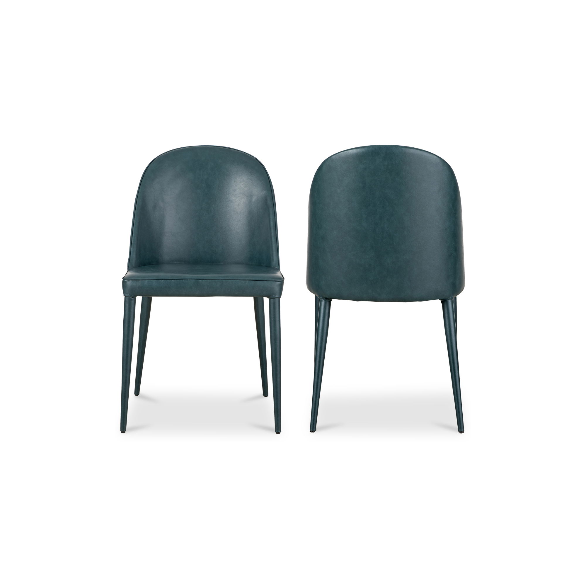 Burton Dining Chair Dark Teal Vegan Leather - Set Of Two, by Moe's Home, 18.5" width x 32.5" height x 22.5" depth View 3