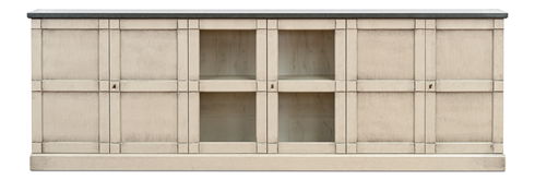 Six Door Console,Washed Grey, Stone Grey