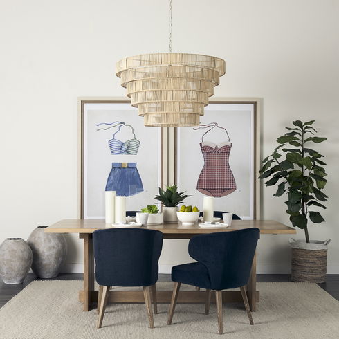 Niles 23.5L x 24.0W x 32.0H Navy Fabric Seat with Medium Brown Wooden Legs Wingback Dining Chair