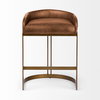 Hollyfield Cognac Brown Leather Seat Gold Metal Base Counter Stool, Counter & Bar Stool by Mercana, 20.5" length x 19.7" width x 28.7" height thumbnail 2