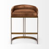 Hollyfield Low Back 24.75in Seat Counter Stool | Cognac Brown Leather, Counter & Bar Stool by Mercana, 20.5" length x 19.7" width x 28.7" height thumbnail 2
