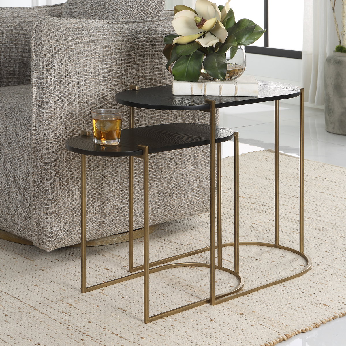 Aztec Wood Nesting Tables Set/2, Furniture by Uttermost, 26.5" width x 22" height x 13.75" depth View 2