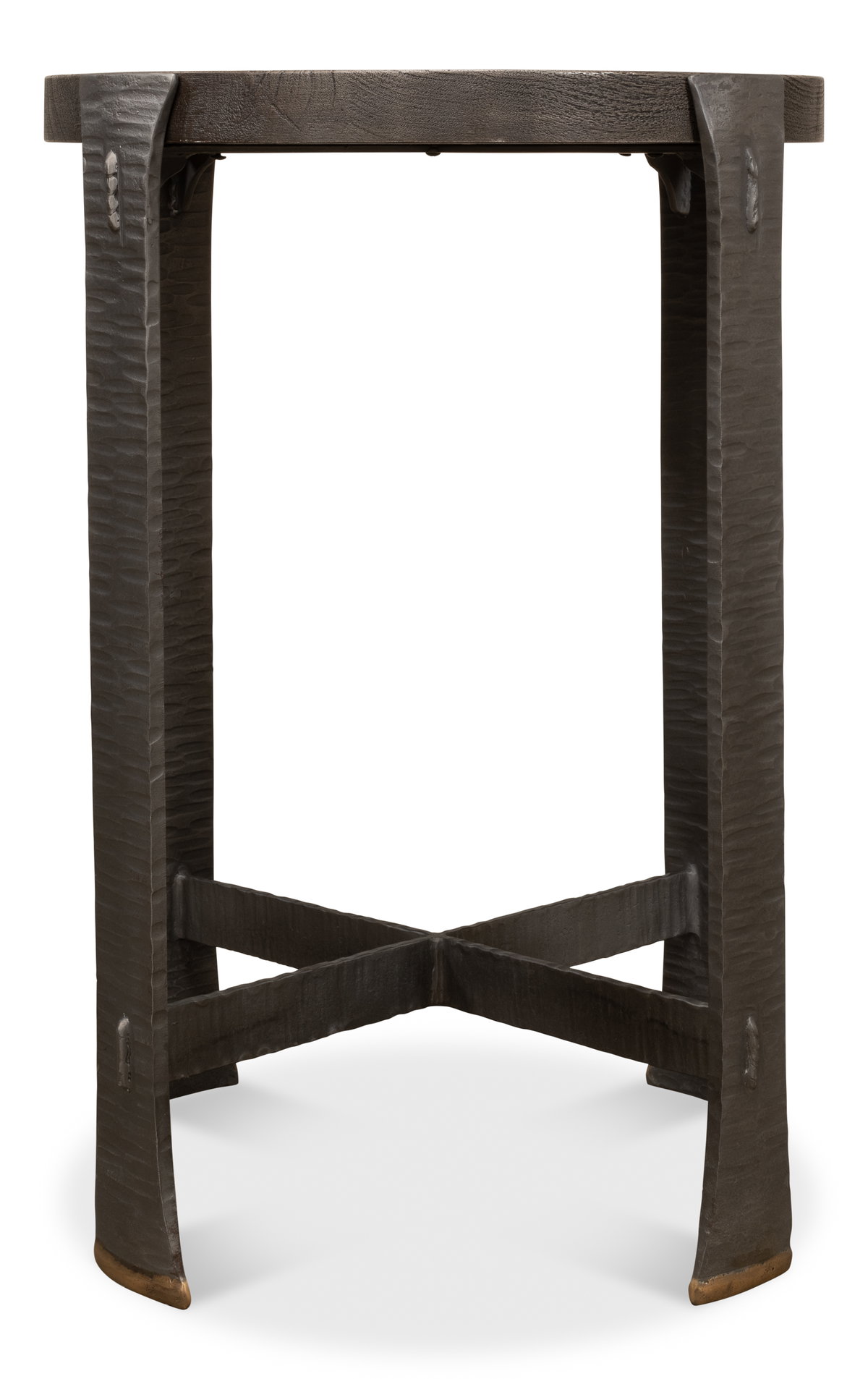 Forged Slats Side Table/Moleskin, by Sarreid, 1'6" length x 1'6" width x 2'1" height View 3
