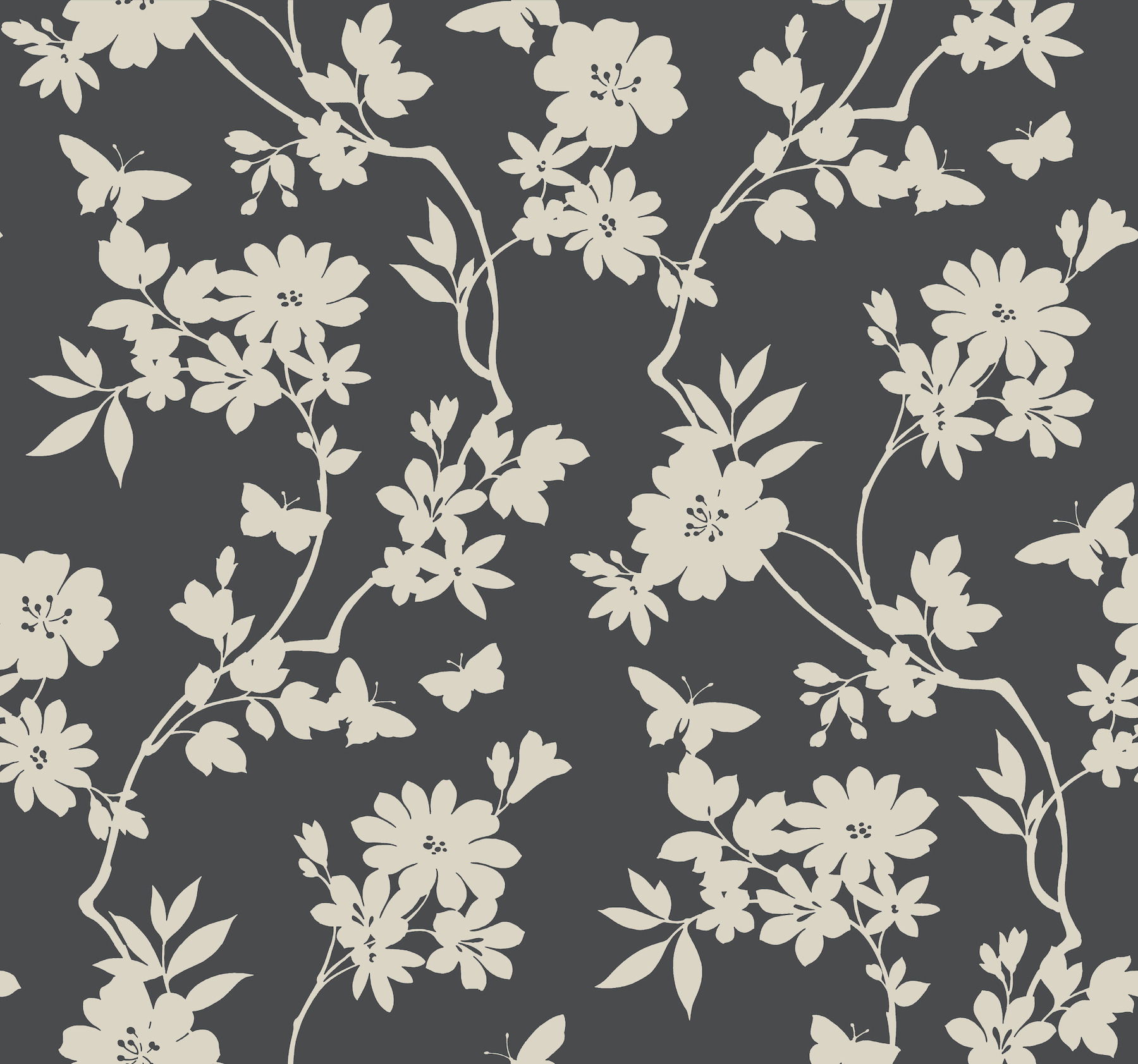 Flutter Vine Grey Wallpaper, by York Wall, 27' length x 2'3" width x 0.02" depth View 1