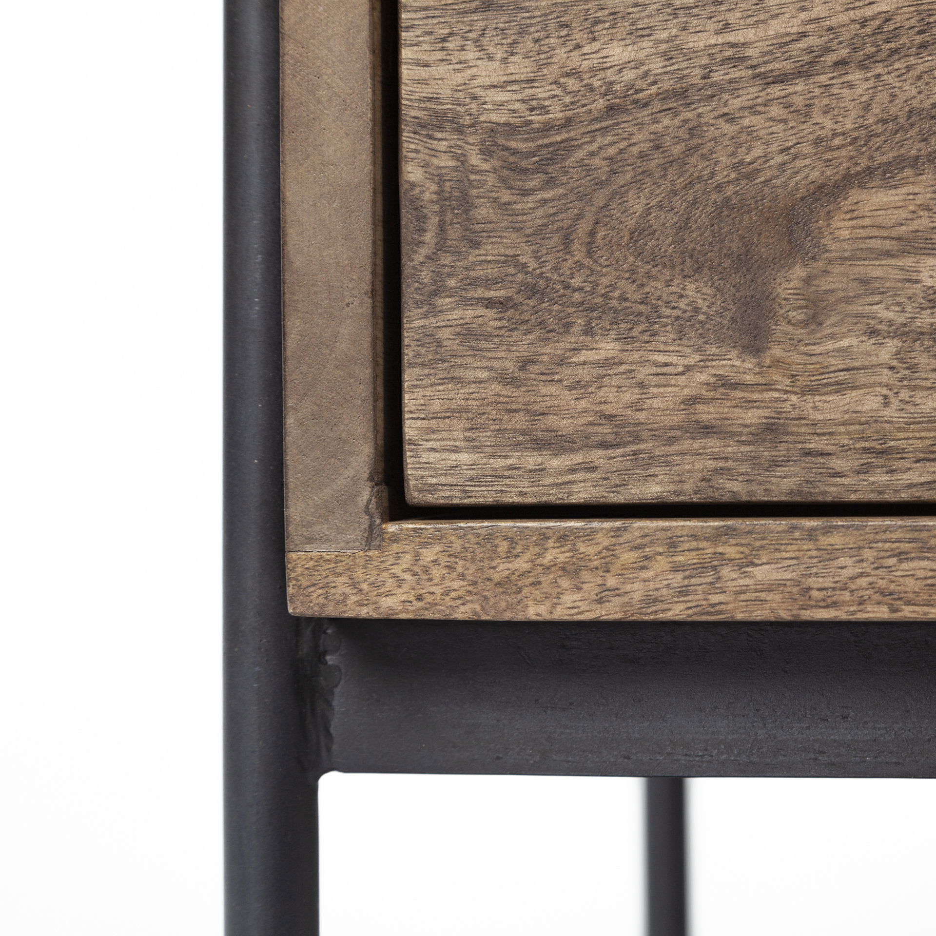 Glenn I 20L x 21W x 24H Dark Brown Wood with Black Iron Frame Square End/Side Table large image 