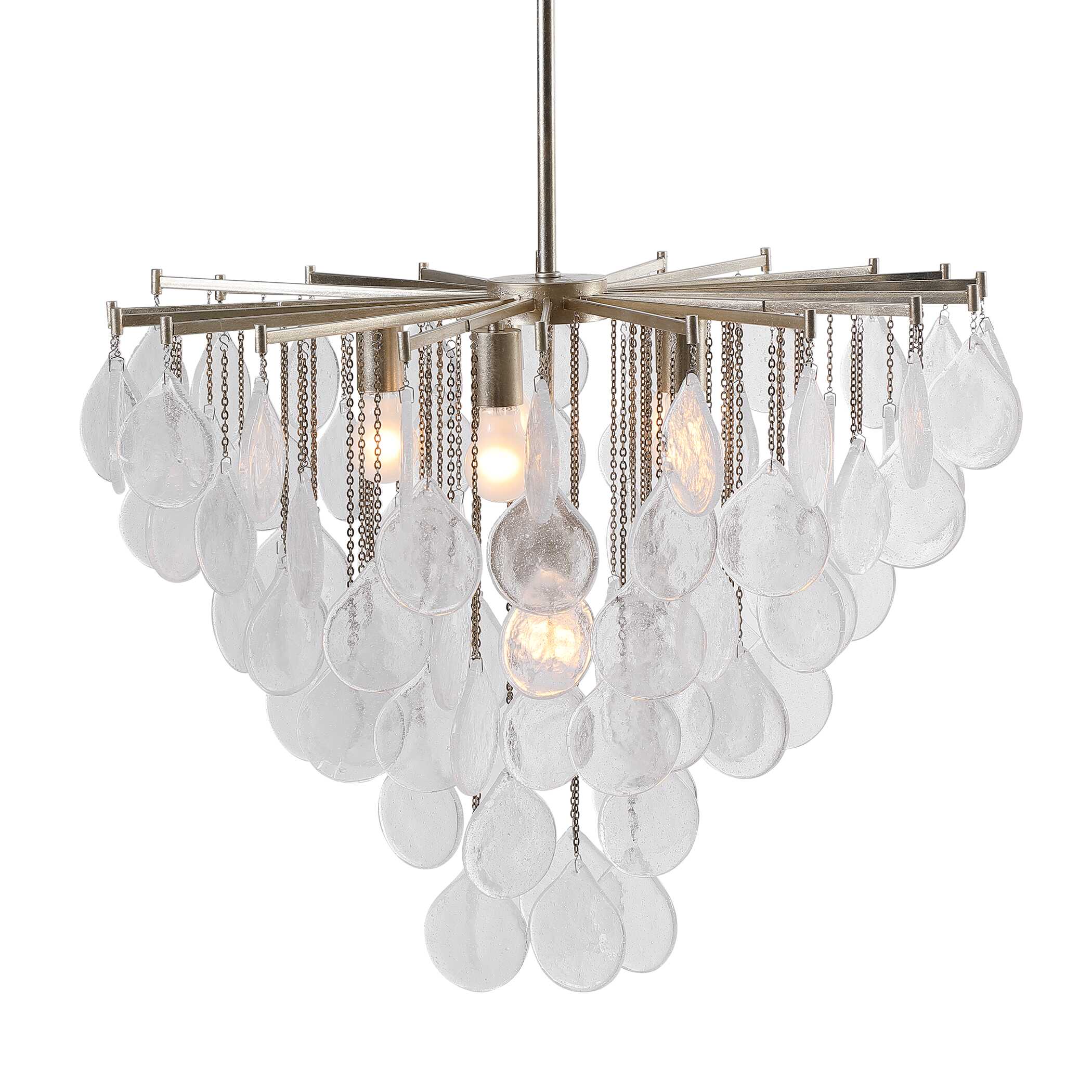 Goccia 6 Light Tear Drop Glass Pendant, Ceiling Light by Uttermost, 28.75" width x 23" height x 28.75" diameter x 28.75" depth View 4