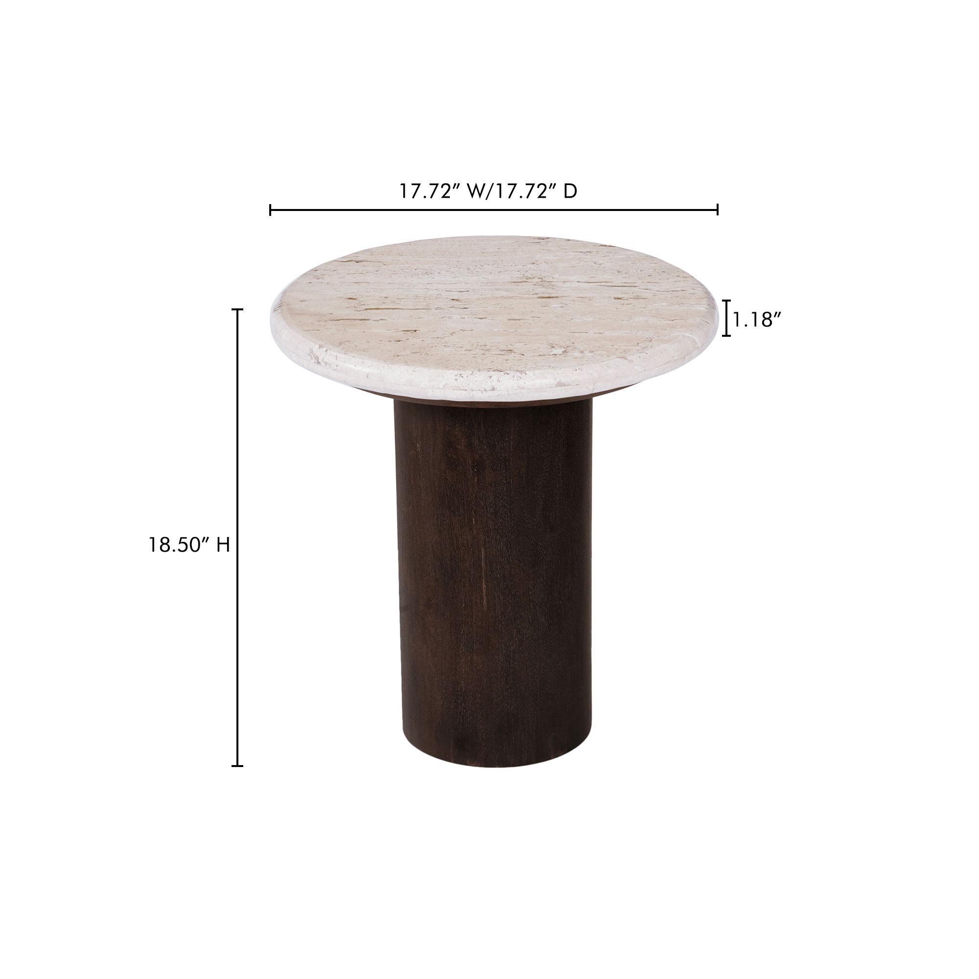 Landon Accent Table Beige Travertine, Side & End Table by Moe's Home, 17.72" width x 18.5" height x 17.72" depth View 9