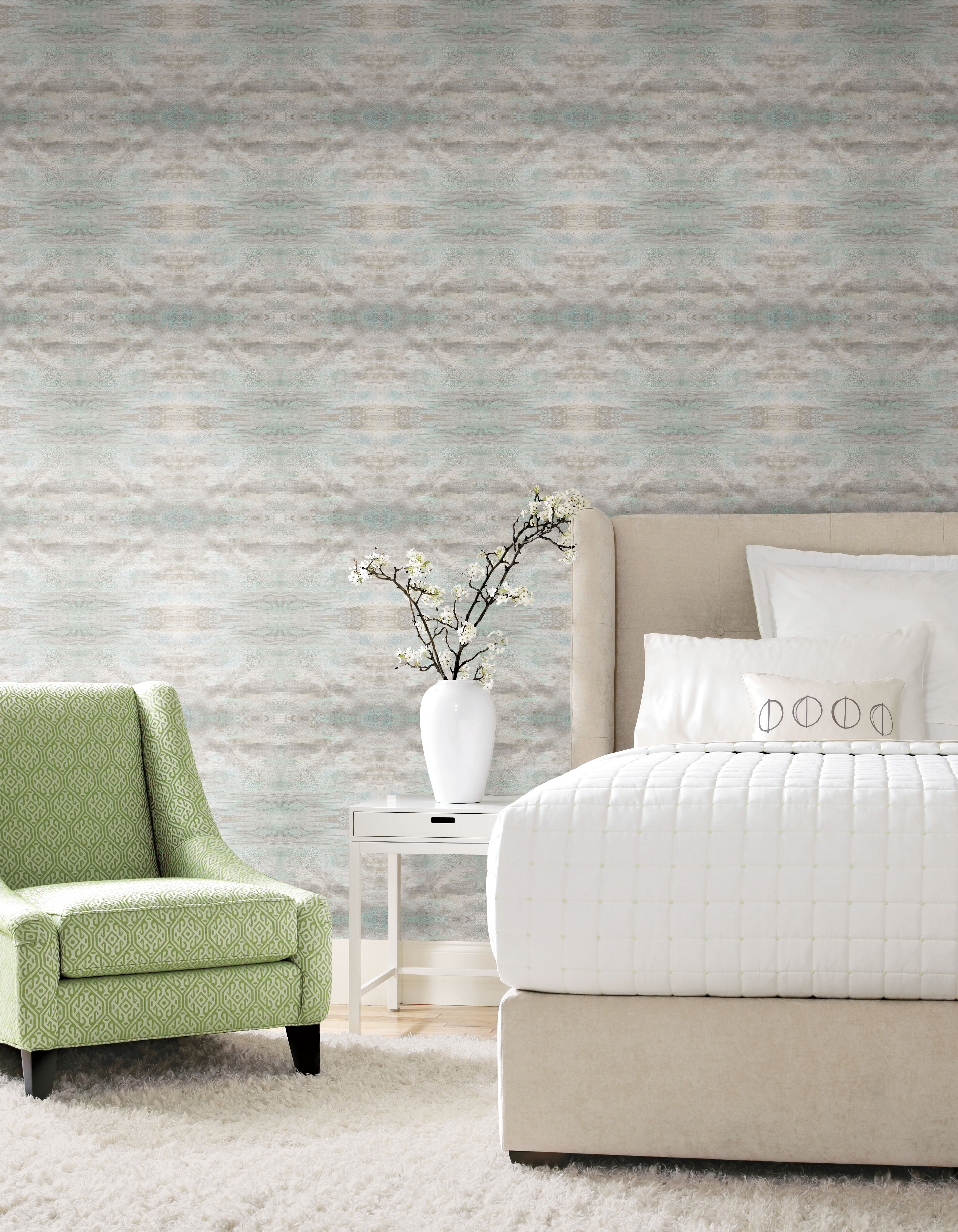 Serene Jewl Blue & Grey Wallpaper large image 