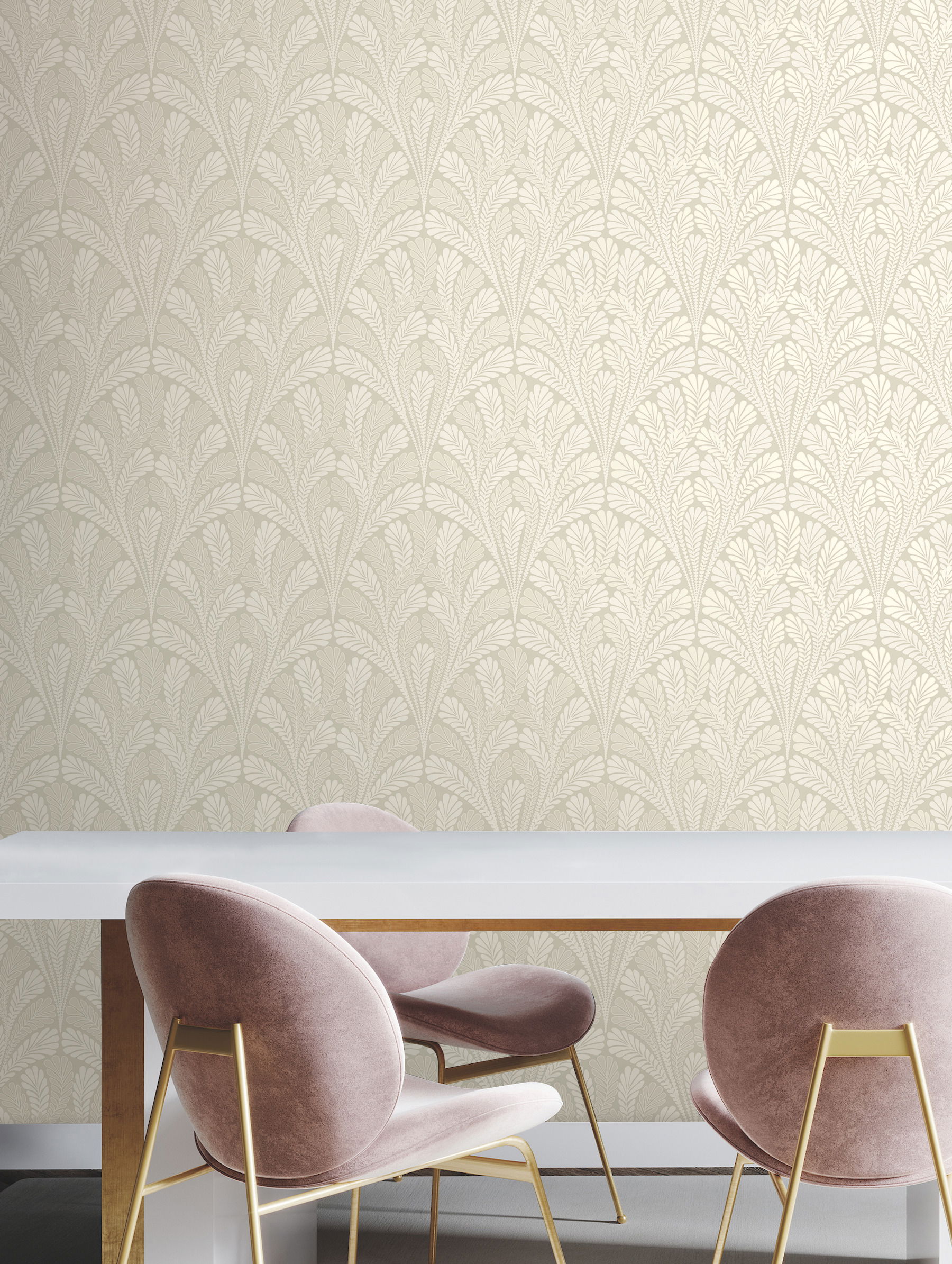 Shell Damask Neutral & Pearl Wallpaper large image 