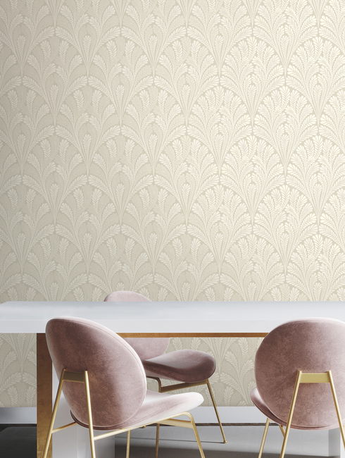 Shell Damask Neutral & Pearl Wallpaper